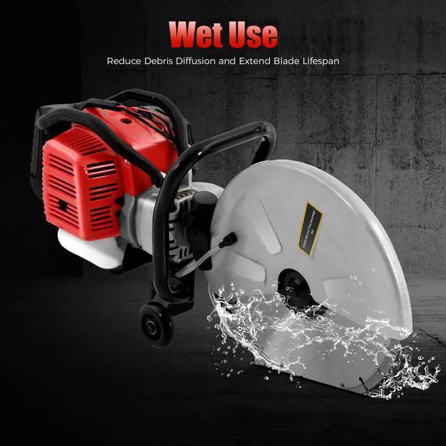 Alt view image 5 of 6 - 16In Gas Concrete Saw,1400w Concrete Gas Powered Cut-Off Saw with Blade and Directional Wheel, 2-Stroke 52cc Engine Cement Masonry Wet Dry Machine,4" Cut Depth,Motor Circular Cutter For Stone, Brick