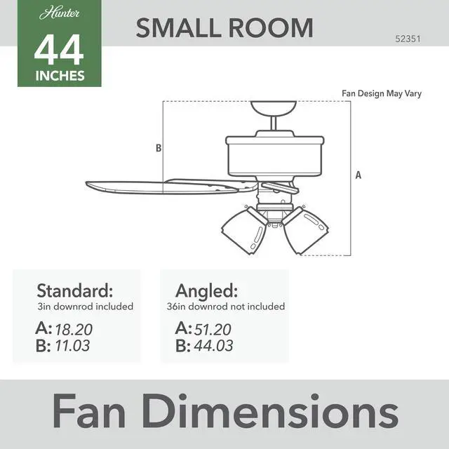 Alt view image 6 of 6 - 44 inch Indoor Ceiling Fan with LED Lights - Black Ceiling Fan with Pull Chain, For Bedroom or Living Room, Standard Mount, No Remote, 5 Blades, Includes Bulbs - Crystal Peak 52351, Matte Black