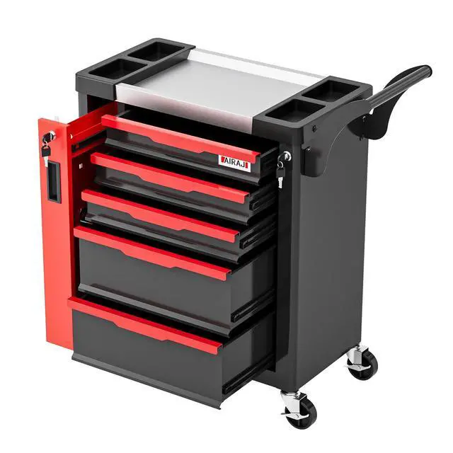 Main image of 5-Drawer Tool Chest with Wheels, Rolling Tool Chest with Side Drawer,Tool Cabinet Drawers lockable,Tool Cart with Top compartment,for Garage Storage,Workshop,Home,Safety Rounded Corner Anti-collision