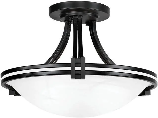 Main image of Deco Modern Close to Ceiling Light Semi Flush Mount Fixture 16" Wide Oil Rubbed Bronze Brown Marbleized Glass Bowl Shade Bedroom Hallway Living Room Dining Room Bathroom Kitchen