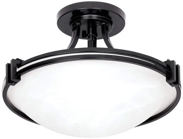Alt view image 6 of 6 - Deco Modern Close to Ceiling Light Semi Flush Mount Fixture 16" Wide Oil Rubbed Bronze Brown Marbleized Glass Bowl Shade Bedroom Hallway Living Room Dining Room Bathroom Kitchen