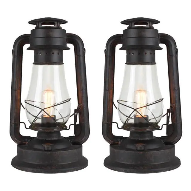 Main image of Electric Lantern Table lamp with dimmer with Hand Finished Rust Patina