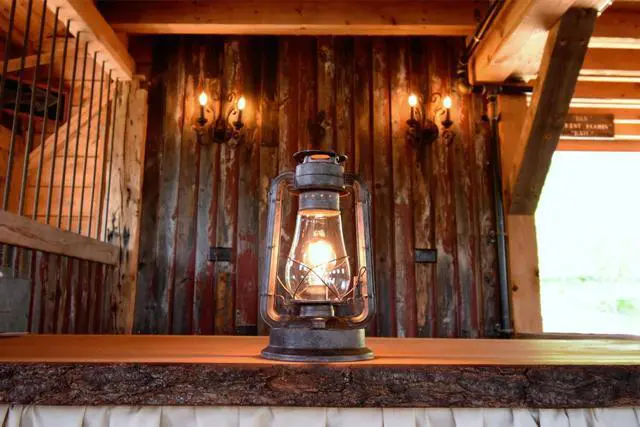Alt view image 6 of 6 - Electric Lantern Table lamp with dimmer with Hand Finished Rust Patina