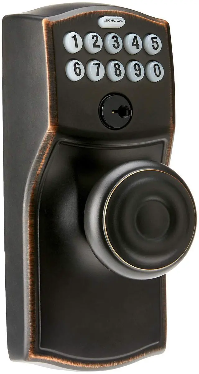 Main image of FE595 CAM 716 16-211 10-063 Camelot by Georgian Keypad Knob with Flex Lock, Aged Bronze