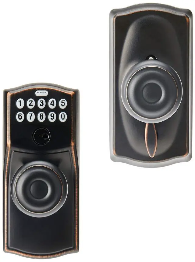 Alt view image 3 of 6 - FE595 CAM 716 16-211 10-063 Camelot by Georgian Keypad Knob with Flex Lock, Aged Bronze