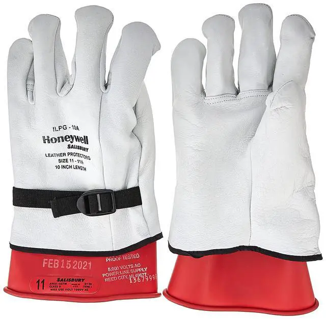 Main image of 3991-12 Large Hybrid Electric Safety Gloves - Leather Outer Glove Over Rubber Inner Glove Provides Protection for High Voltage Electric Vehicle and System Service; Size Large (1 pair)