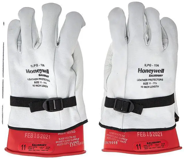 Alt view image 3 of 5 - 3991-12 Large Hybrid Electric Safety Gloves - Leather Outer Glove Over Rubber Inner Glove Provides Protection for High Voltage Electric Vehicle and System Service; Size Large (1 pair)