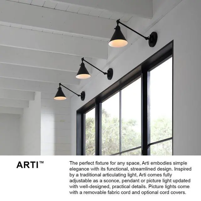 Alt view image 4 of 6 - Arti 3691PN Medium Adjustable Single Light Sconce, Single Pivot Point, On/Off Switch, Polished Nickel