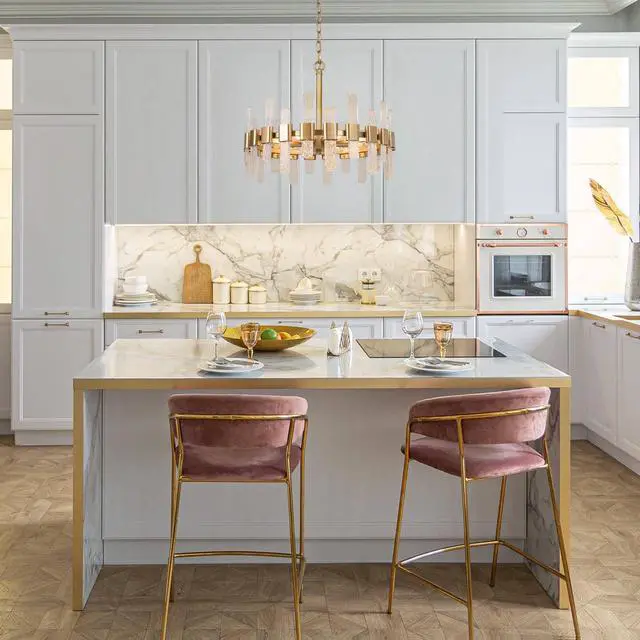 Alt view image 5 of 6 - Gold Chandelier, Modern 6-Light Drum Chandelier Light Fixtures with 22 Luxurious Textured Glass Strips for Dining Room, Kitchen, Foyer, Bedroom and Living Room