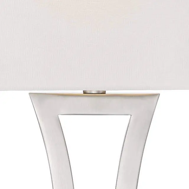 Alt view image 3 of 6 - Roxie Modern 3-Way Table Lamps 31" Tall Set of 2 with Dimmers Brushed Nickel Off White Fabric Rectangular Shade for Bedroom Living Room House Bedside Nightstand Home