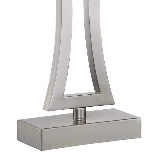 Alt view image 5 of 6 - Roxie Modern 3-Way Table Lamps 31" Tall Set of 2 with Dimmers Brushed Nickel Off White Fabric Rectangular Shade for Bedroom Living Room House Bedside Nightstand Home