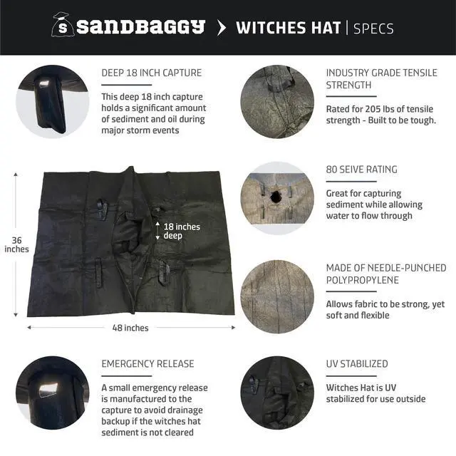 Alt view image 3 of 6 - Oil & Sediment Guard | Witches Hat | Catch Basin/Storm Drain Filter | 36" Length by 48" Width by 18 Inch Tall (Pack of 5)