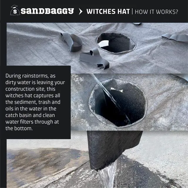 Alt view image 5 of 6 - Oil & Sediment Guard | Witches Hat | Catch Basin/Storm Drain Filter | 36" Length by 48" Width by 18 Inch Tall (Pack of 5)