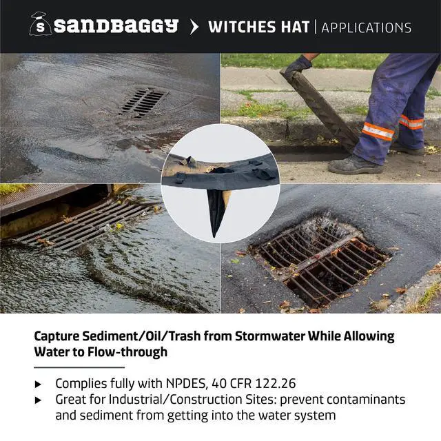 Alt view image 6 of 6 - Oil & Sediment Guard | Witches Hat | Catch Basin/Storm Drain Filter | 36" Length by 48" Width by 18 Inch Tall (Pack of 5)