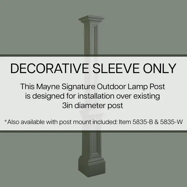 Alt view image 3 of 6 - Signature Heavy Duty Outdoor Lamp Post - Easy Install for Porch & Patio Lights, Weather & Fade Resistant, Shock Resistant, DECORATIVE SLEEVE ONLY, Black