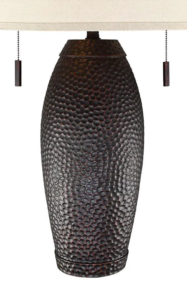 Alt view image 6 of 6 - Noah Rustic Farmhouse Industrial Vintage Table Lamp with Dimmer and USB Charging Port 31" Tall Bronze Oatmeal Drum Shade for Living Room Bedroom House Bedside Nightstand Home