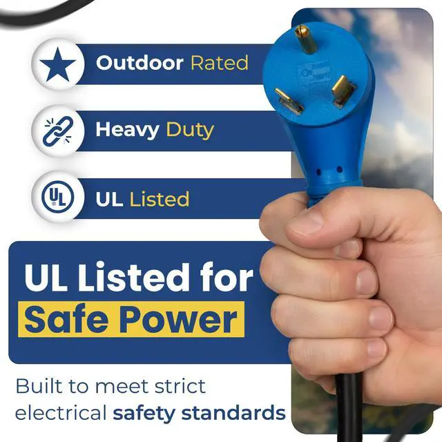 Alt view image 4 of 6 - 30 Amp RV Extension Cord 75ft Heavy Duty TT-30 Cable for Camper RV Electrical Hookup. This RV Power Cord 30 amp Includes Stow 3C Cable, and UL Listed US Company