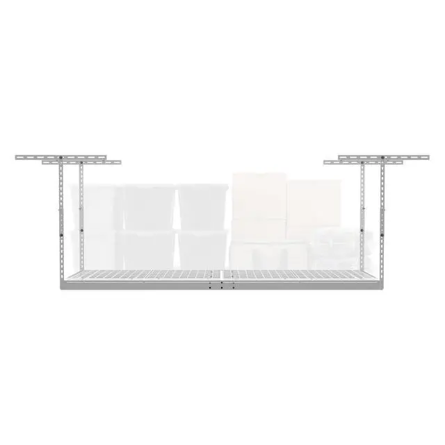 Main image of MonsterRax Overhead Garage Storage Rack 2x8, Ceiling Mounted Shelving, Adjustable Hanging Organizer, Heavy Duty Steel, 350 Pound Capacity, Color: White, Adjusts 24-48" from Ceiling