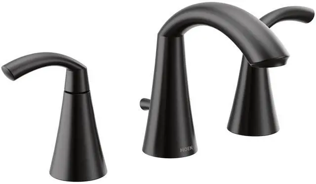 Main image of T6173BL Glyde Two-Handle 8-Inch Widespread High Arc Modern Bathroom Sink Faucet, Valve Required, Matte Black
