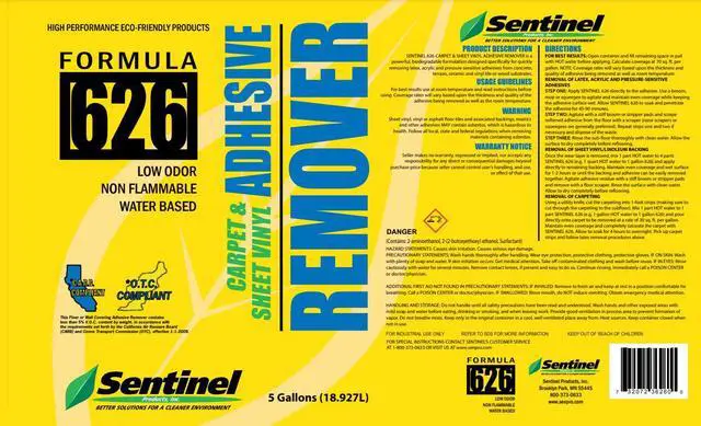 Alt view image 2 of 3 - Sentinel Formula 626 Carpet and Sheet Vinyl Adhesive Remover, 5 Gallons