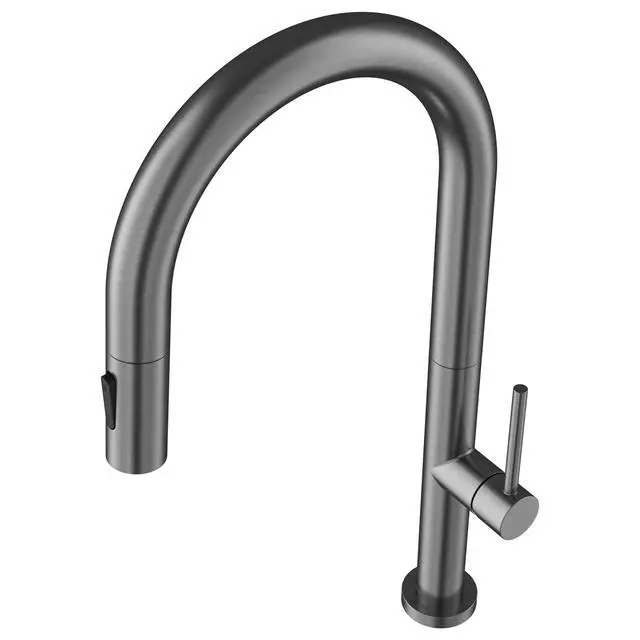 Alt view image 6 of 6 - Brynford Single-Handle Pull-Down Kitchen Faucet 2-Function Spray Head, High-Arc Spout, Modern 25mm Thin Profile, Spot-Free Finish, 26½ Braided Retractable Hose (Spot Free Gunmetal Grey)