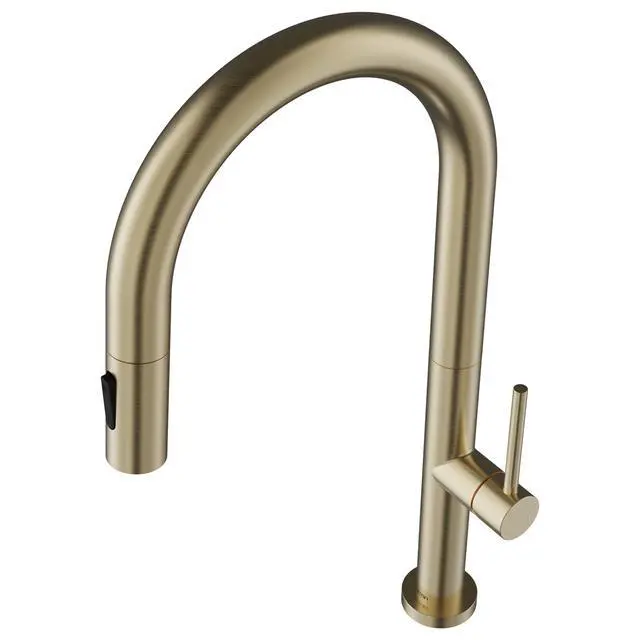Alt view image 6 of 6 - Brynford Single-Handle Pull-Down Kitchen Faucet 2-Function Spray Head, High-Arc Spout, Modern 25mm Thin Profile, Spot-Free Finish, 26½ Braided Retractable Hose (Spot Free Champagne Bronze)