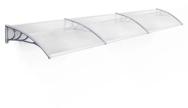 Main image of 116" x 38.6" Window Awning Outdoor Polycarbonate Door Shade Patio Cover Canopy, 6055-4012(Clear Board with Gray Bracket)
