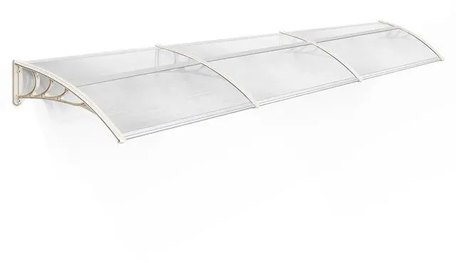 Main image of 115.9" x 37.8" Window Awning Outdoor Polycarbonate Door Shade Patio Cover Canopy, 6055-4012 (Clear Board with White Bracket)
