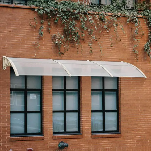 Alt view image 3 of 6 - 115.9" x 37.8" Window Awning Outdoor Polycarbonate Door Shade Patio Cover Canopy, 6055-4012 (Clear Board with White Bracket)