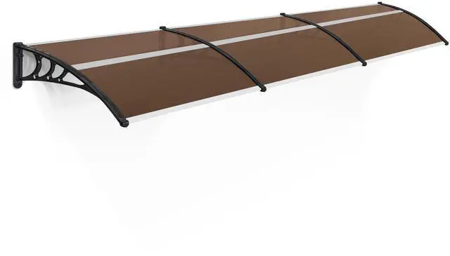 Main image of 115.9" x 37.8" Window Awning Outdoor Polycarbonate Door Shade Patio Cover Canopy, 6055-4012 (Brown Board with Black Bracket)