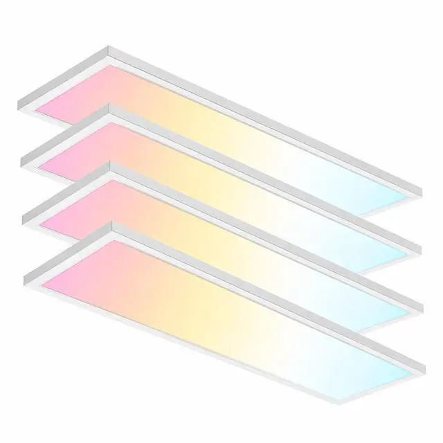 Main image of 1x4 Led Flat Panel Light Surface Mount Ceiling Light, 3CCT 3000K/4000K/5000K Dimmable, 30W/40W/46W 5060LM -Lit, Flush Mount or Drop Ceiling for Office Kitchen Garage, White (4 Pack)