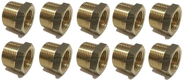 Main image of Brass REDUCING HEX Bushing 3/4" Male NPT X 1/2" Female NPT Fuel/AIR/Water/Oil/Gas WOG (Qty 050)