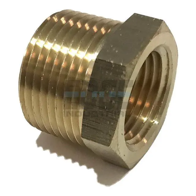 Alt view image 2 of 3 - Brass REDUCING HEX Bushing 3/4" Male NPT X 1/2" Female NPT Fuel/AIR/Water/Oil/Gas WOG (Qty 050)