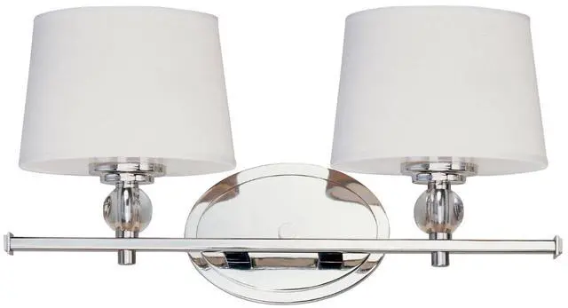 Main image of Lighting Rondo 2-Light Bath Vanity Light | Polished Nickel Finish | Transitional Indoor Light Fixture | Ideal for Bathrooms & Powder Rooms | Dimmable Damp Rated | 12762WTPN