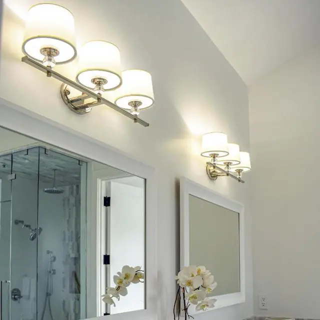 Alt view image 4 of 6 - Lighting Rondo 2-Light Bath Vanity Light | Polished Nickel Finish | Transitional Indoor Light Fixture | Ideal for Bathrooms & Powder Rooms | Dimmable Damp Rated | 12762WTPN