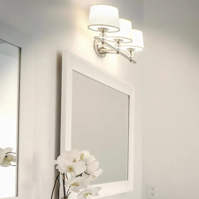 Alt view image 5 of 6 - Lighting Rondo 2-Light Bath Vanity Light | Polished Nickel Finish | Transitional Indoor Light Fixture | Ideal for Bathrooms & Powder Rooms | Dimmable Damp Rated | 12762WTPN