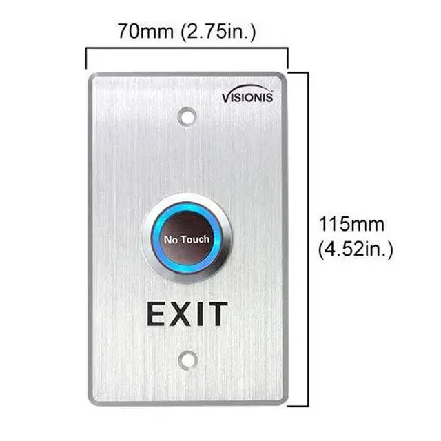 Alt view image 3 of 6 - 6 Pack FPC-7548 VIS-7013 Indoor Stainless Steel No Touch Request to Exit Button with Time Delay Standard Size with LED Light NC COM and NO Outputs