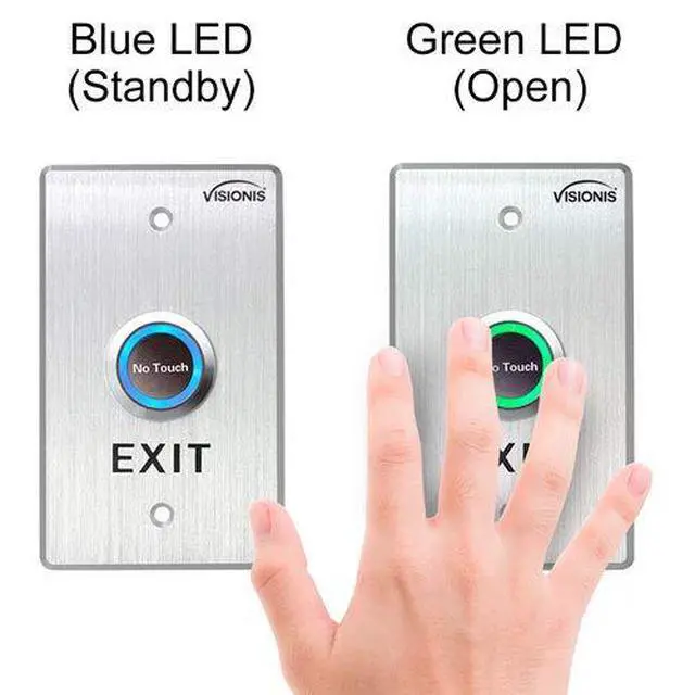 Alt view image 5 of 6 - 6 Pack FPC-7548 VIS-7013 Indoor Stainless Steel No Touch Request to Exit Button with Time Delay Standard Size with LED Light NC COM and NO Outputs