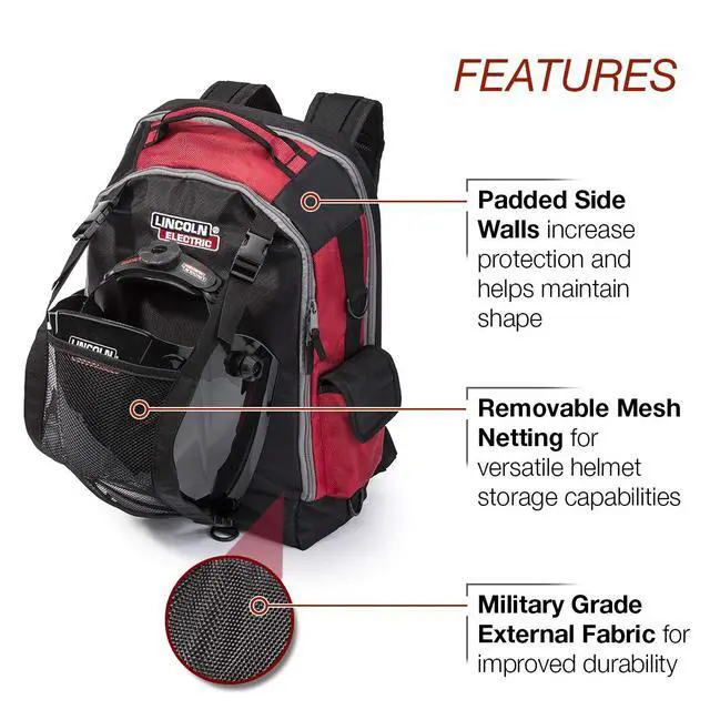 Alt view image 2 of 6 - Welders All-in-One Backpack | Tool, PPE and Electronics Storage | Adjustable External Storage Net | K3740-1, Black, Red, Grey