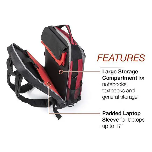 Alt view image 4 of 6 - Welders All-in-One Backpack | Tool, PPE and Electronics Storage | Adjustable External Storage Net | K3740-1, Black, Red, Grey