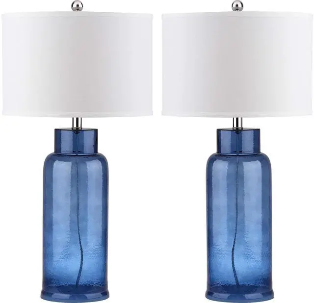 Main image of Lighting Collection Set of 2 Glass Bottle Blue 30-Inch Table Lamps, LED Bulbs Included, Coastal Bedroom Living Room Home Office (LIT4157C-SET2)