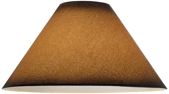 Alt view image 3 of 6 - Set of 2 Empire Lamp Shade (Pre-Assembled) s Distressed Faux Paper Brown Extra Large 6" Top x 19" Bottom x 12" High Spider with Replacement Harp and Finial Fitting