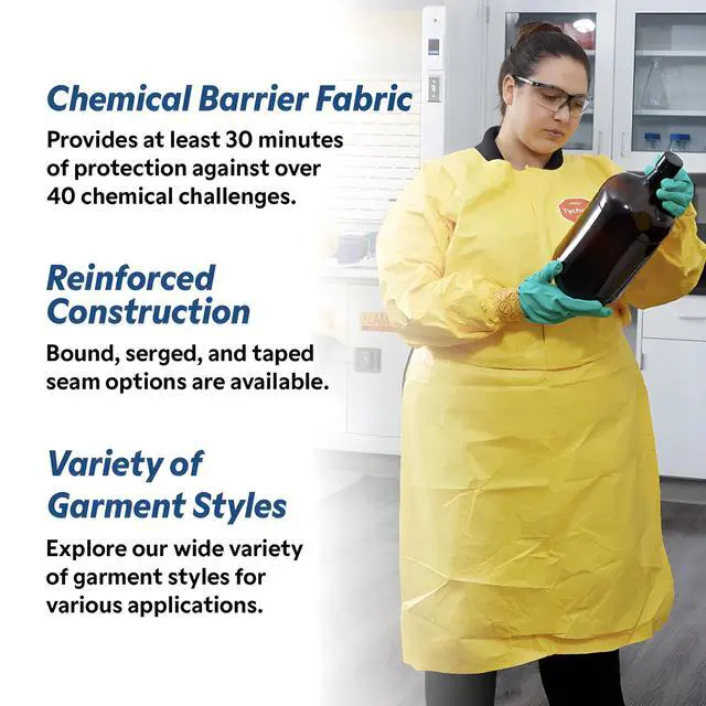 Alt view image 5 of 6 - Tychem 2000 Disposable Chemical Resistant Coverall with Elastic Cuff, Hood, Socks and Serged Seams, Yellow, X-Large, 12-Pack