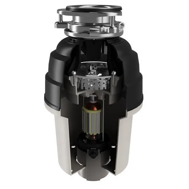 Alt view image 2 of 6 - 3/4 HP Quiet Garbage Disposal with Power Cord Powerful Continuous Feed Food Waste Disposer, Stainless Steel Grinding System, Compact Easy Install Design with Dishwasher Connector, Septic Safe
