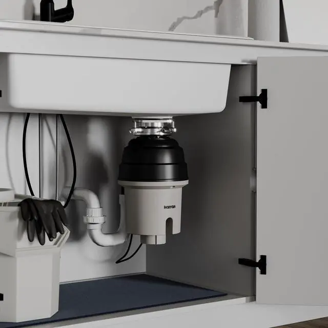 Alt view image 5 of 6 - 3/4 HP Quiet Garbage Disposal with Power Cord Powerful Continuous Feed Food Waste Disposer, Stainless Steel Grinding System, Compact Easy Install Design with Dishwasher Connector, Septic Safe