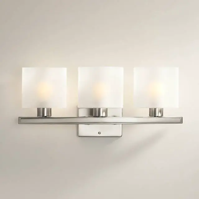Alt view image 2 of 6 - Modern Wall Mount Light Brushed Nickel Silver Hardwired 23 1/2" Wide 3-Light Fixture Curved Frame White Linen Glass Shade for Bedroom Bathroom Vanity Reading Living Room Hallway