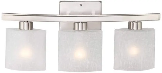 Alt view image 3 of 6 - Modern Wall Mount Light Brushed Nickel Silver Hardwired 23 1/2" Wide 3-Light Fixture Curved Frame White Linen Glass Shade for Bedroom Bathroom Vanity Reading Living Room Hallway
