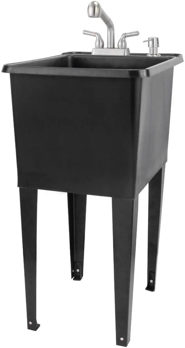 Main image of Space Saver Utility Sink by, Pull-Out Faucet, Soap Dispenser, Black Tub (Stainless)