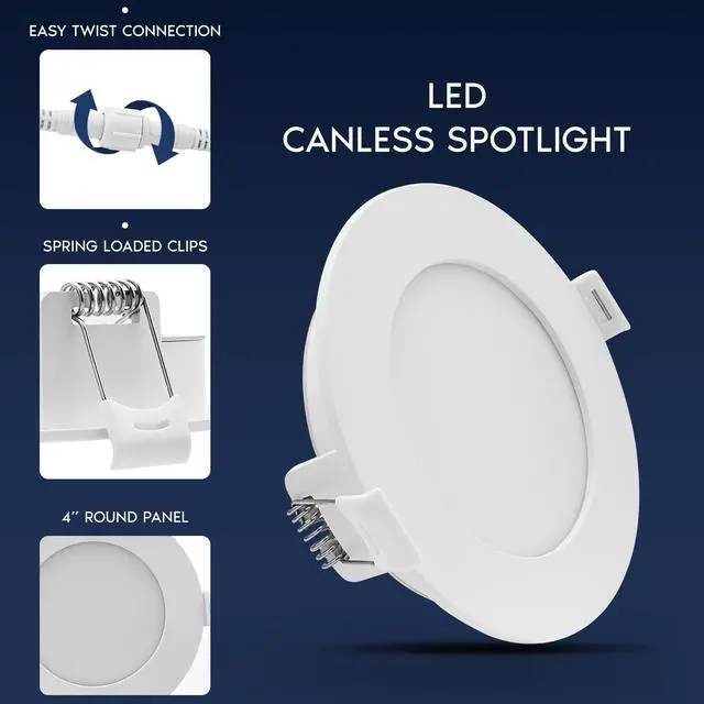 Alt view image 3 of 6 - 4 Inch LED Recessed Light, ECO Backlit Mini Panel Spotlight, 5CCT 2700K-5000K, 1000 Lumens, High Output, 11 Watts, Dimmable, IC Rated, Wet Rated, ETL Listed, Energy Star, Round (16 Pack)