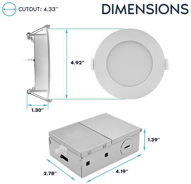 Alt view image 4 of 6 - 4 Inch LED Recessed Light, ECO Backlit Mini Panel Spotlight, 5CCT 2700K-5000K, 1000 Lumens, High Output, 11 Watts, Dimmable, IC Rated, Wet Rated, ETL Listed, Energy Star, Round (16 Pack)